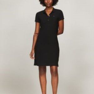 (NWOT) TOMMY HILFIGER SLIM FIT STRETCH COTTON SHORT POLO DRESS Black Size XS